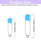 50Pcs Baby Safety Pins Plastic Head Cloth Diaper Pins Stainless Steel Sewing Safety Pins for Quilting Knitting Stitch Markers Stainless Steel Nappy Pins for Quilting Sewing Locking Safety Pins Stevvex