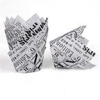 50pcs Newspaper Style Cupcake Liner Baking Cup For Wedding Party Muffin Cupcake Paper Cup Oilproof Cake Wrapper Cupcake Baking Cups Muffin Baking Liners Holders Cupcake Wrapper Brown White Bright Nature Color Stevvex