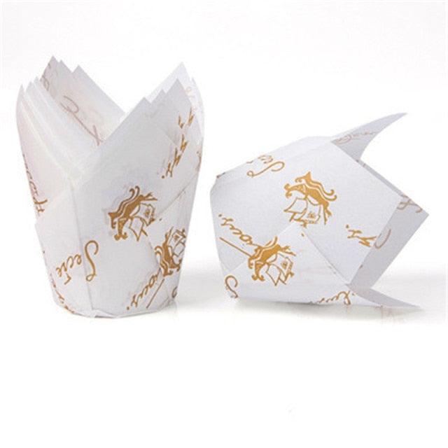 50pcs Newspaper Style Cupcake Liner Baking Cup For Wedding Party Muffin Cupcake Paper Cup Oilproof Cake Wrapper Cupcake Baking Cups Muffin Baking Liners Holders Cupcake Wrapper Brown White Bright Nature Color Stevvex