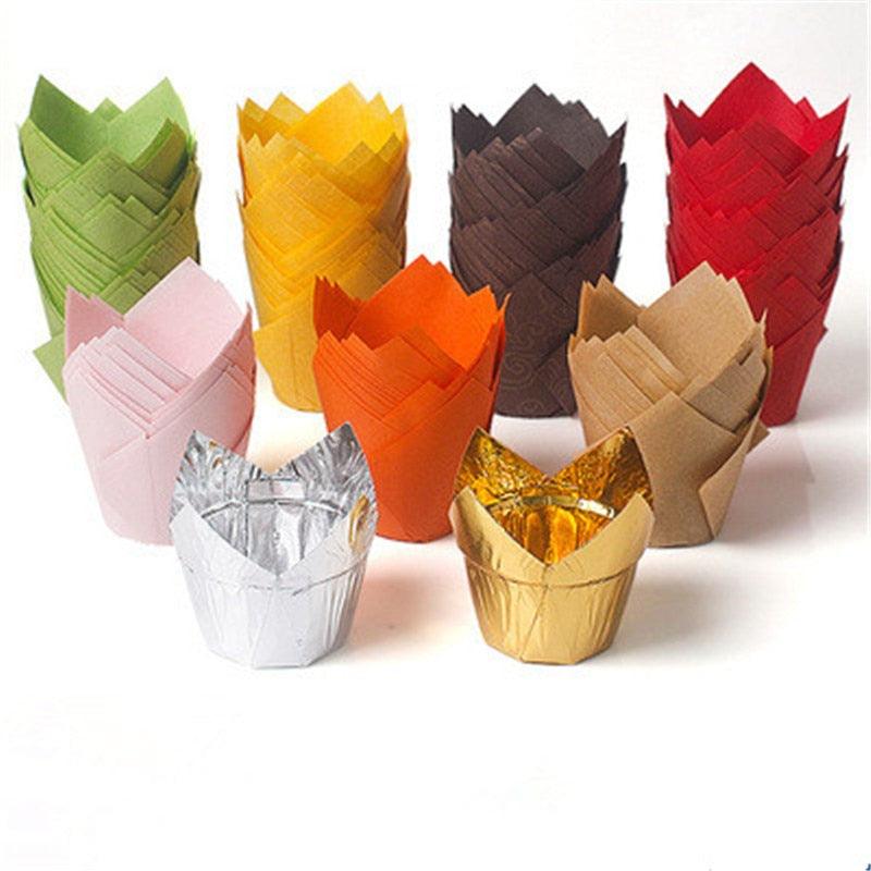 50pcs Newspaper Style Cupcake Liner Baking Cup For Wedding Party Muffin Cupcake Paper Cup Oilproof Cake Wrapper Cupcake Baking Cups Muffin Baking Liners Holders Cupcake Wrapper Brown White Bright Nature Color Stevvex