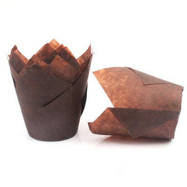 50pcs Newspaper Style Cupcake Liner Baking Cup For Wedding Party Muffin Cupcake Paper Cup Oilproof Cake Wrapper Cupcake Baking Cups Muffin Baking Liners Holders Cupcake Wrapper Brown White Bright Nature Color Stevvex