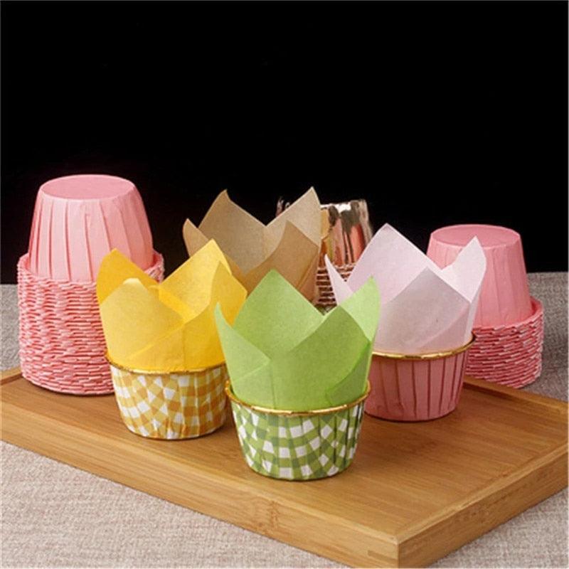 50pcs Newspaper Style Cupcake Liner Baking Cup For Wedding Party Muffin Cupcake Paper Cup Oilproof Cake Wrapper Cupcake Baking Cups Muffin Baking Liners Holders Cupcake Wrapper Brown White Bright Nature Color Stevvex