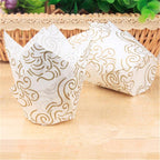 50pcs Newspaper Style Cupcake Liner Baking Cup For Wedding Party Muffin Cupcake Paper Cup Oilproof Cake Wrapper Cupcake Baking Cups Muffin Baking Liners Holders Cupcake Wrapper Brown White Bright Nature Color Stevvex