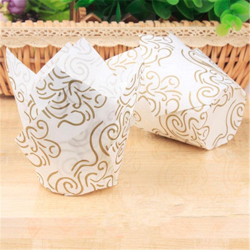 50pcs Newspaper Style Cupcake Liner Baking Cup For Wedding Party Muffin Cupcake Paper Cup Oilproof Cake Wrapper Cupcake Baking Cups Muffin Baking Liners Holders Cupcake Wrapper Brown White Bright Nature Color Stevvex