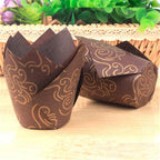50pcs Newspaper Style Cupcake Liner Baking Cup For Wedding Party Muffin Cupcake Paper Cup Oilproof Cake Wrapper Cupcake Baking Cups Muffin Baking Liners Holders Cupcake Wrapper Brown White Bright Nature Color Stevvex