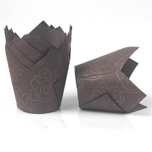50pcs Newspaper Style Cupcake Liner Baking Cup For Wedding Party Muffin Cupcake Paper Cup Oilproof Cake Wrapper Cupcake Baking Cups Muffin Baking Liners Holders Cupcake Wrapper Brown White Bright Nature Color Stevvex
