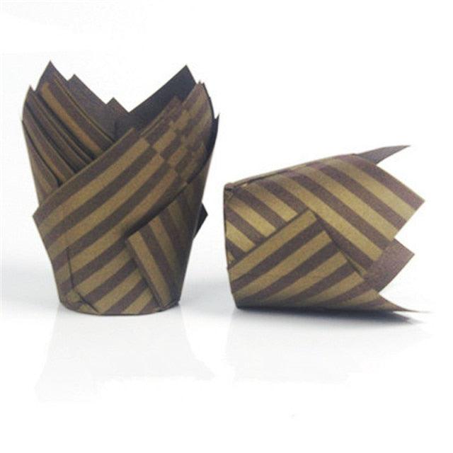 50pcs Newspaper Style Cupcake Liner Baking Cup For Wedding Party Muffin Cupcake Paper Cup Oilproof Cake Wrapper Cupcake Baking Cups Muffin Baking Liners Holders Cupcake Wrapper Brown White Bright Nature Color Stevvex