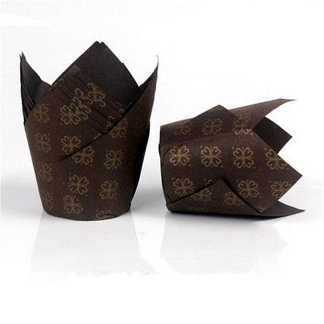 50pcs Newspaper Style Cupcake Liner Baking Cup For Wedding Party Muffin Cupcake Paper Cup Oilproof Cake Wrapper Cupcake Baking Cups Muffin Baking Liners Holders Cupcake Wrapper Brown White Bright Nature Color Stevvex