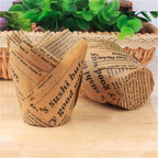 50pcs Newspaper Style Cupcake Liner Baking Cup For Wedding Party Muffin Cupcake Paper Cup Oilproof Cake Wrapper Cupcake Baking Cups Muffin Baking Liners Holders Cupcake Wrapper Brown White Bright Nature Color Stevvex