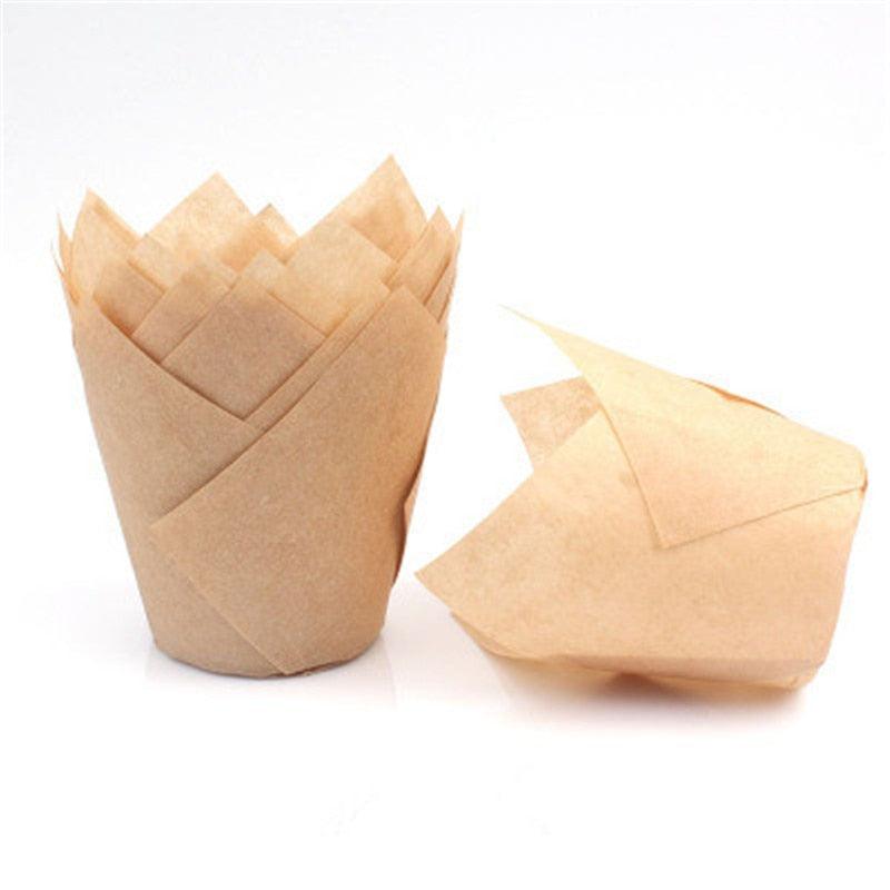 50pcs Newspaper Style Cupcake Liner Baking Cup For Wedding Party Muffin Cupcake Paper Cup Oilproof Cake Wrapper Cupcake Baking Cups Muffin Baking Liners Holders Cupcake Wrapper Brown White Bright Nature Color Stevvex