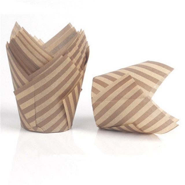 50pcs Newspaper Style Cupcake Liner Baking Cup For Wedding Party Muffin Cupcake Paper Cup Oilproof Cake Wrapper Cupcake Baking Cups Muffin Baking Liners Holders Cupcake Wrapper Brown White Bright Nature Color Stevvex
