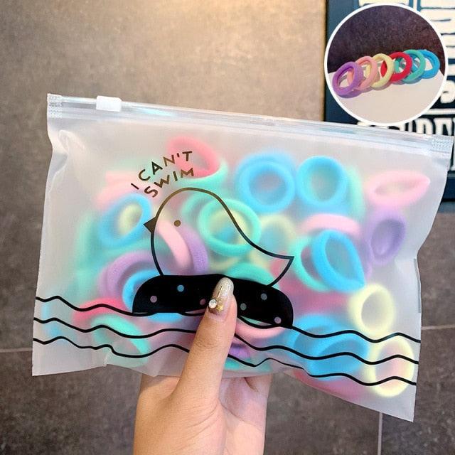 50PCS/Set 3 CM Ring Elastic Hair Bands For Girls Rubber Bands Ponytail Holder Scrunchies Soft Fashion Hair Styling Accessories Ponytail Holders For Women