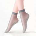 5/10 Pairs New Summer Velvet Silk Women Socks Pack Cotton Bottom Soft Fashion Ultrathin Breathable Transparent Socks Set Stevvex