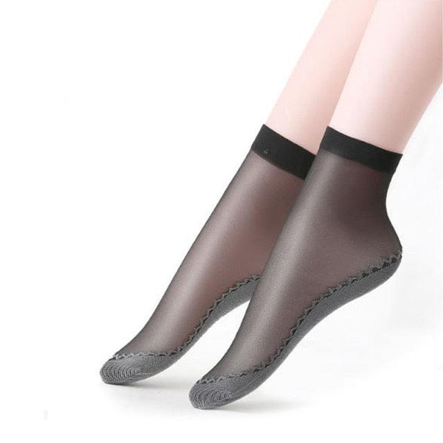 5/10 Pairs New Summer Velvet Silk Women Socks Pack Cotton Bottom Soft Fashion Ultrathin Breathable Transparent Socks Set Stevvex