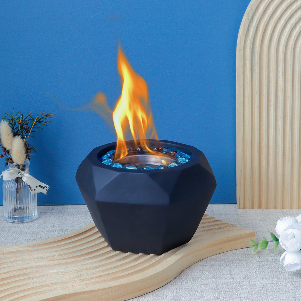 6"x4" JHY Portable Tabletop Fireplace Cement Tabletop Fire Pit Lootquake LLC