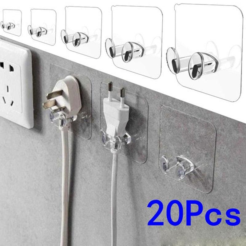5/10/20 Pcs Wall Storage Hook Punch-free Power Plug Socket Holder Kitchen Stealth Hook Wall Adhesive Hanger Bathroom Wall Storage Hook Power Plug Socket Holder Wall Adhesive Hanger Home Office Stevvex