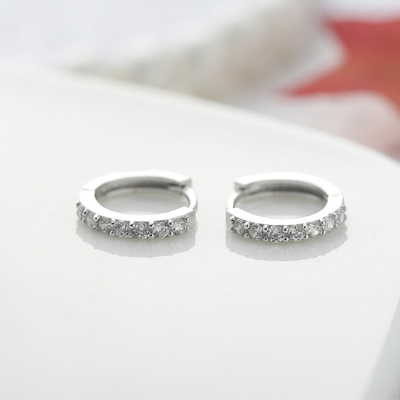 Sterling Silver Earring With Diamond - inlaid Colored Earring Earrings Pi-Mart