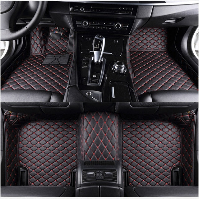 Fully Surrounded Car Leather Floor Mat Pad All Weather Protection Pi-Mart