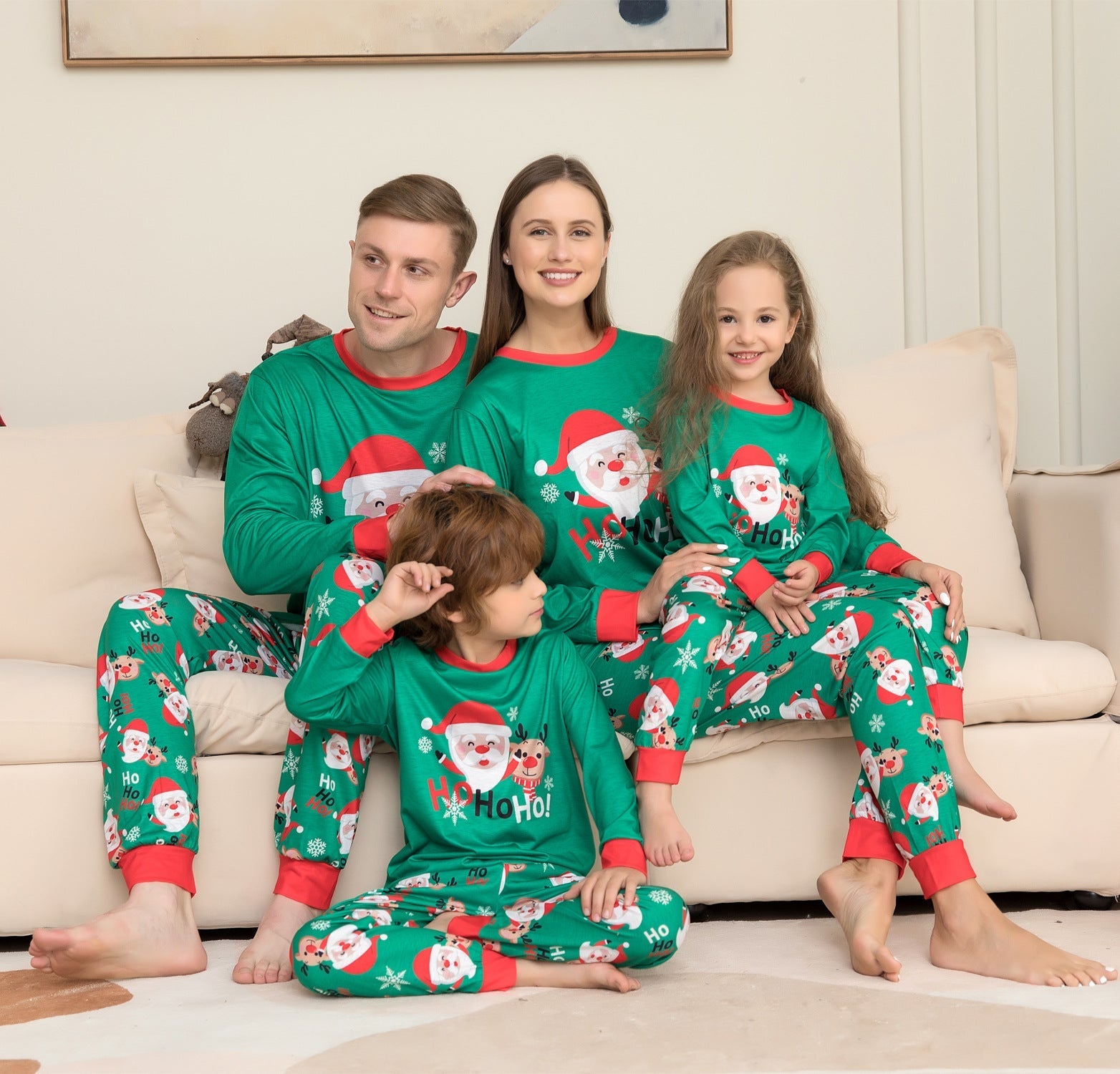 Pajamas For Family Matching Family PJs Sets Santa Claus Printed Top Sleepwear Pi-Mart