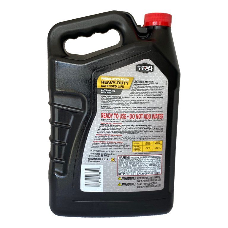 Super Tech Prediluted 50/50 Heavy-Duty Extended Life Antifreeze/Coolant, 1 Gallon