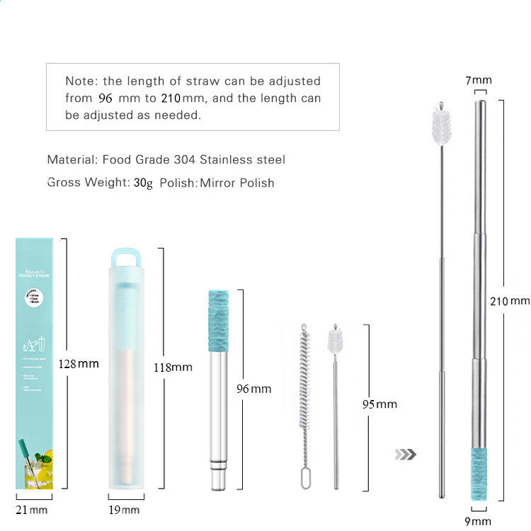 304 stainless steel telescopic straw Pi-Mart