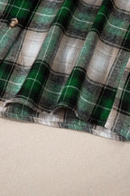 Dark Green Drawstring Pocketed Plaid Hooded Jacket Cozy & Trendy Checkered Outerwear For All Seasons Stevvex