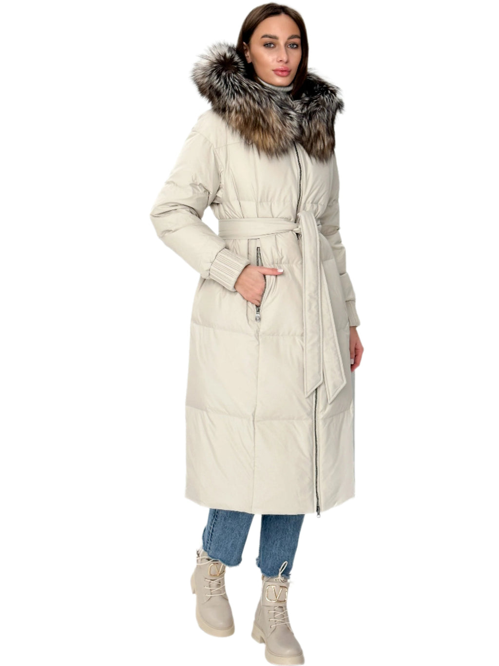 Alice Genuine Silver Fox Down Fill Coat - SJB-DIAMOND ELITES