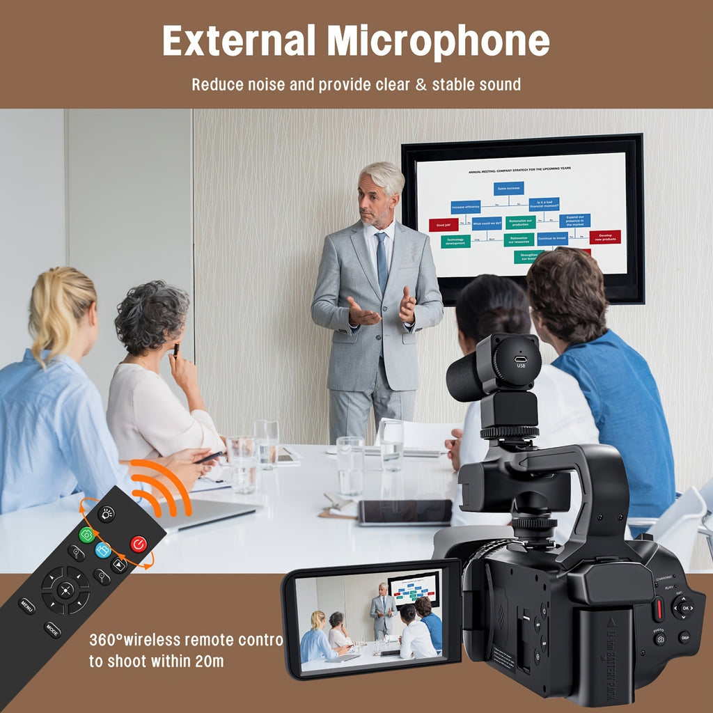 6K Ultra HD Video Camera Camcorder with 18X Zoom, IR Night Vision, 4.0" Touch Screen, WiFi, Microphone, 64GB SD Card, Remote Control & Charger - Perfect for Vlogging & Filming, Vlogging Camera | Touch Screen Camera | Highreso Lootquake LLC