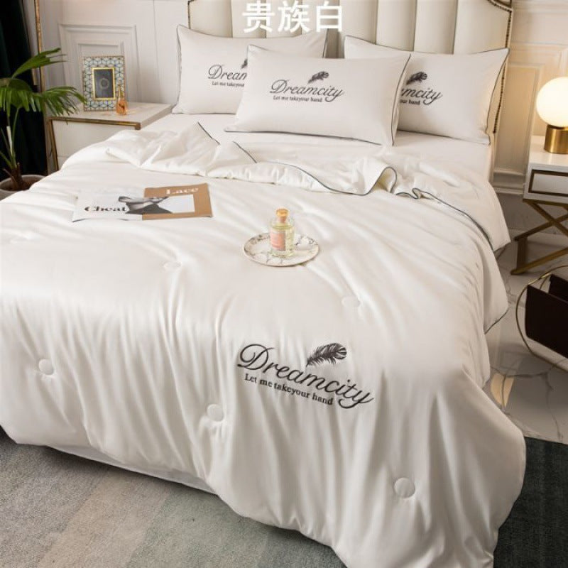 Tencel Summer Cooling Ice Silk Summer Quilt Airable Cover Four-piece Set Pi-Mart
