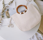 Straw handbag with wooden handle Pi-Mart