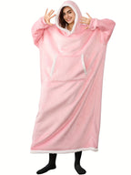 Women's Casual Lounge Robe - Plus Size Sherpa Fleece Hooded Extra Long Warm Oversized Wearable Blanket With Pockets - For Women - Perfect for Cozy Nights & Relaxation - Ideal Gift for Birthday & Holidays