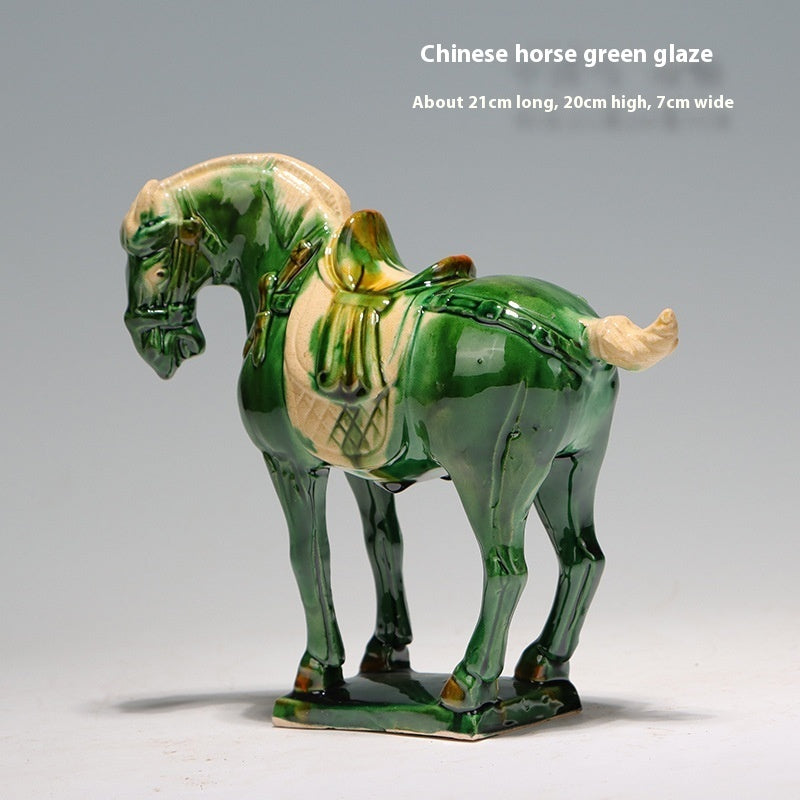 Tang Sancai New Chinese Style Ceramic Horse Study Living Room Hallway Horse Ornament Lootquake LLC