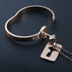 Stainless Steel Love Heart Lock Bangle Bracelet Pi-Mart