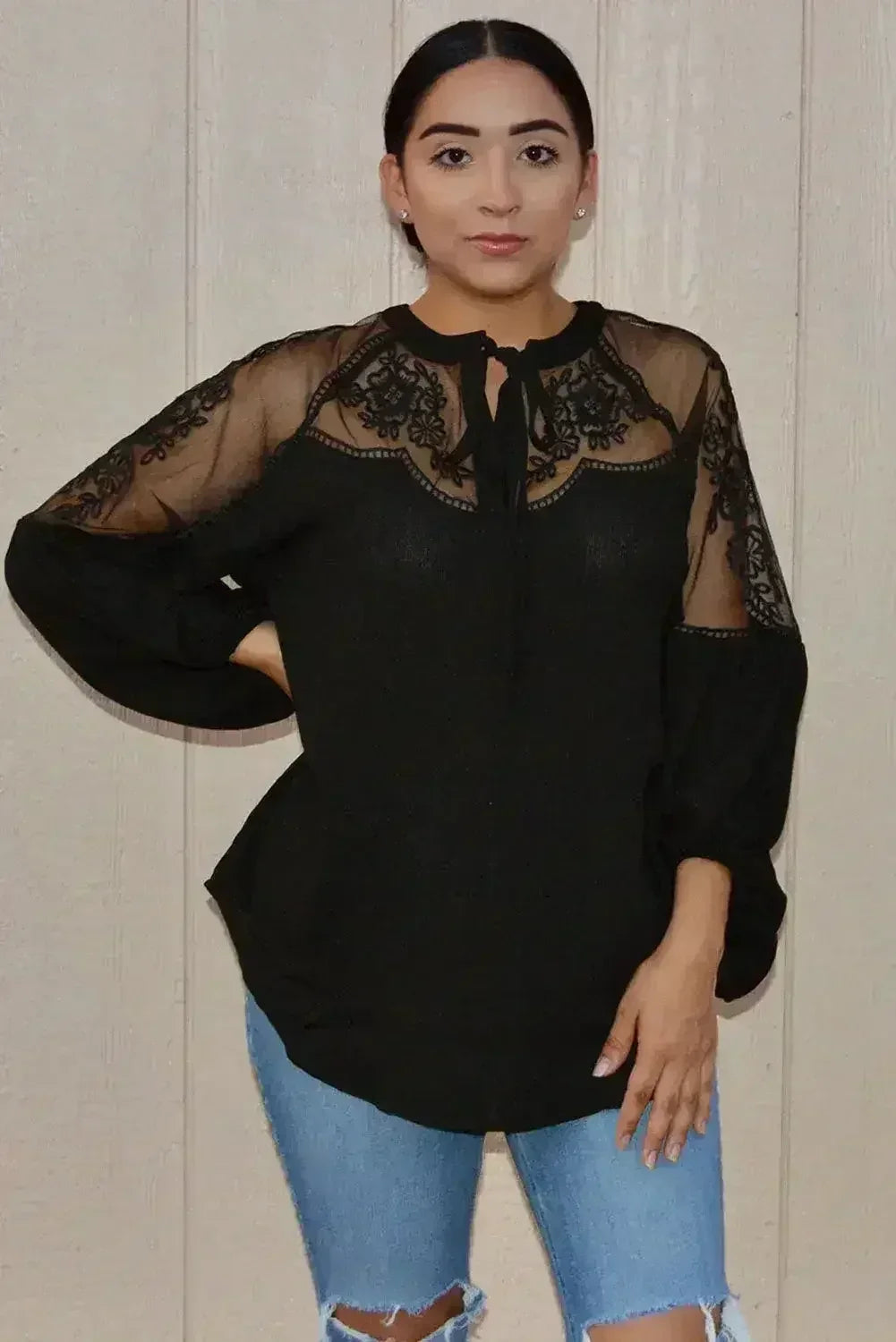 Chic Black Formal Invitation Lace Blouse - SJB-DIAMOND ELITES