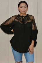 Chic Black Formal Invitation Lace Blouse - SJB-DIAMOND ELITES