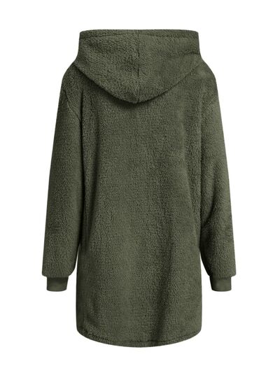 Comfortable Fuzzy Pocketed Zip-Up Long Sleeve Hooded Jacket Cozy & Warm Soft Outerwear For Winter Stevvex