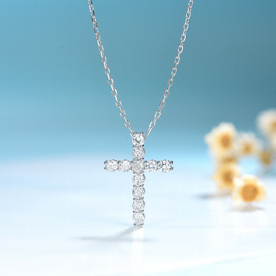 Moissanite Cross Pendants For Women Pi-Mart