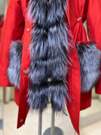 Roma Genuine Silver Fox Fur Rabbit Fur Insulated Parka in Red Alaska® Outerwear Company