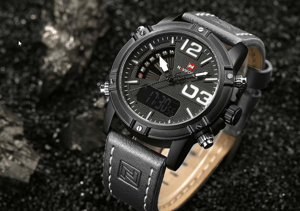 Men's Multifunction Digital Analog Waterproof Watch With Alarm And Automatic Time Zones Unique Design Excellent Gift - SJB-DIAMOND ELITES