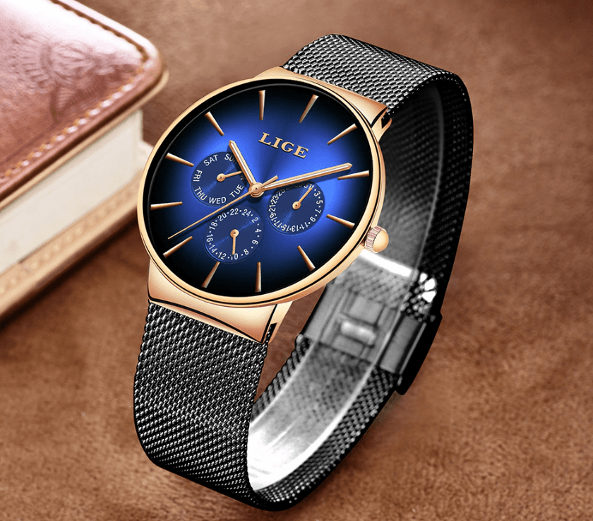 Men's Elegant Watch With  Stainless Steel Straps And Chronometers For Day And Date Display Unique Design Perfect Gift For Man And Women Stevvex