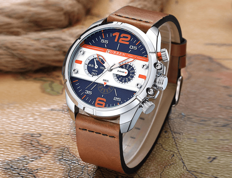 Men's  Waterproof Retro Style Watch With Excellent  Background, Chronometers  Large Numbers Perfect Gift Stevvex