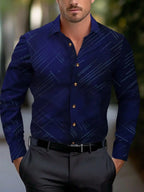 Business Men's Diagonal Striped Shirt Casual Plus Size