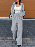 Side Striped Zip Up Hoodie and Pants Set THRIXINE