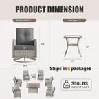 Patio Swivel Rocking Chair Set with Fire Pit Lootquake LLC