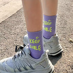 4 Pairs Fashionable Letter Graphic Socks - Womens Athletic Mid-Calf Stockings - Soft, Breathable & Trendy Designs for Everyday Wear Lootquake LLC