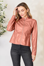 Women Classic Neck Zip-Up Jacket For Everyday Wear Elegant Girls Jacket Stevvex