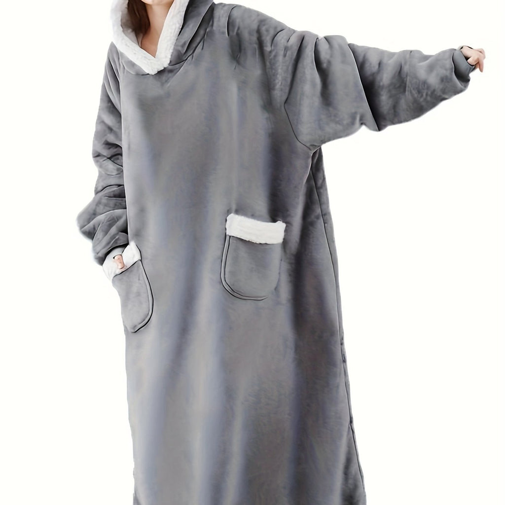 Cozy Plus Size Sherpa Fleece Robe - Ultra-Warm, Extra Long, Oversized Wearable Blanket with Pockets for Ultimate Relaxation - Soft, Thickened, and Plush for Women's Casual Loungewear Lootquake LLC