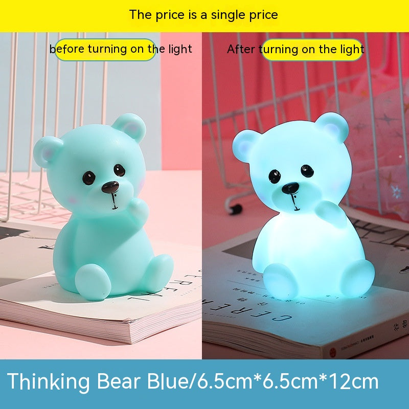 Cute Children's Luminous Thinking Bear Small Night Lamp Pi-Mart