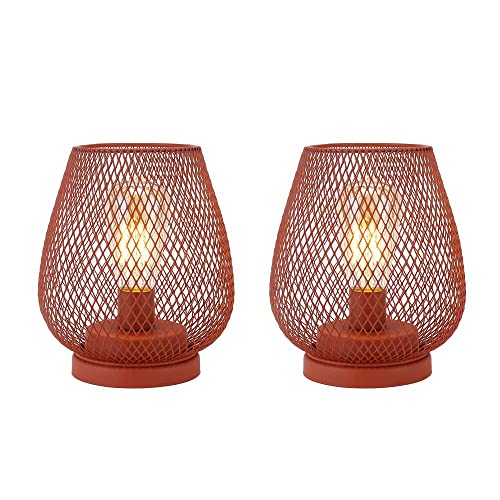 6.7'' Tall Metal Cage Shape Cordless Table Lamp Battery Lanterns (Set of 2) Lootquake LLC