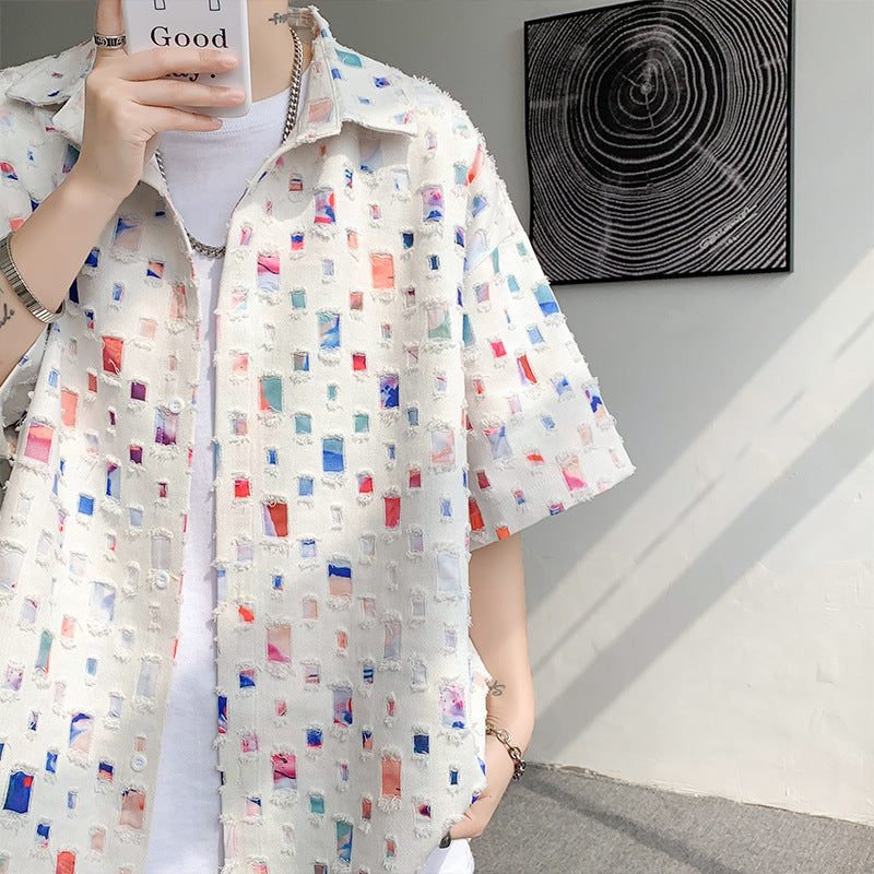 Summer New Chessboard Plaid Shirt Short Sleeve Shorts Suit Lootquake LLC